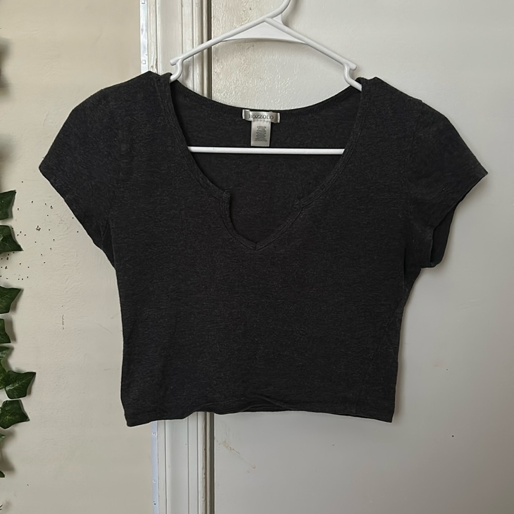Bozzolo Gray Cap Sleeve Crop T-Shirt